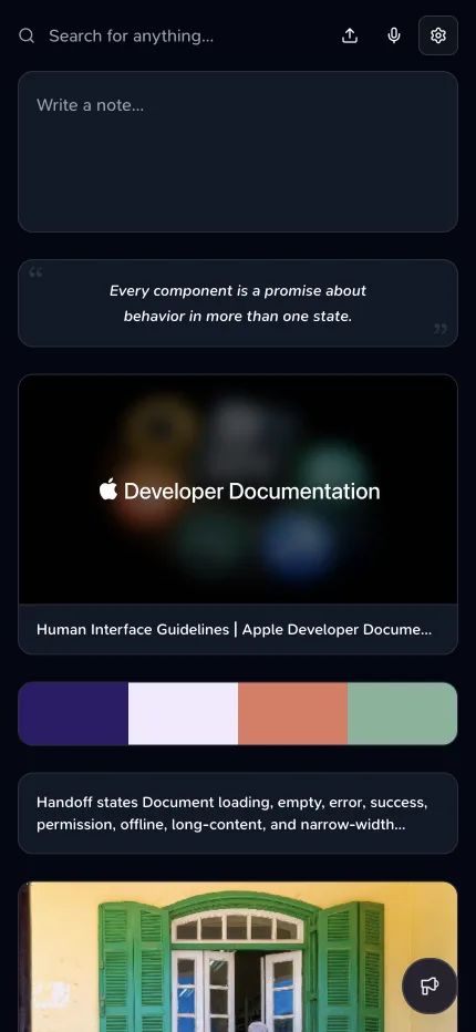 Teak inspiration library on an iPhone